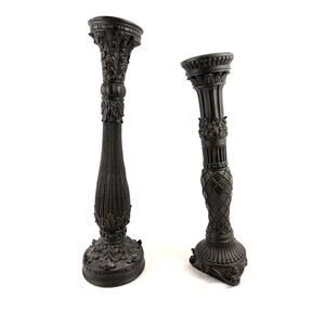 Fitz & Floyd Pillar Candle Holder Centerpiece Pedestal Creepy Goth Slanted Set